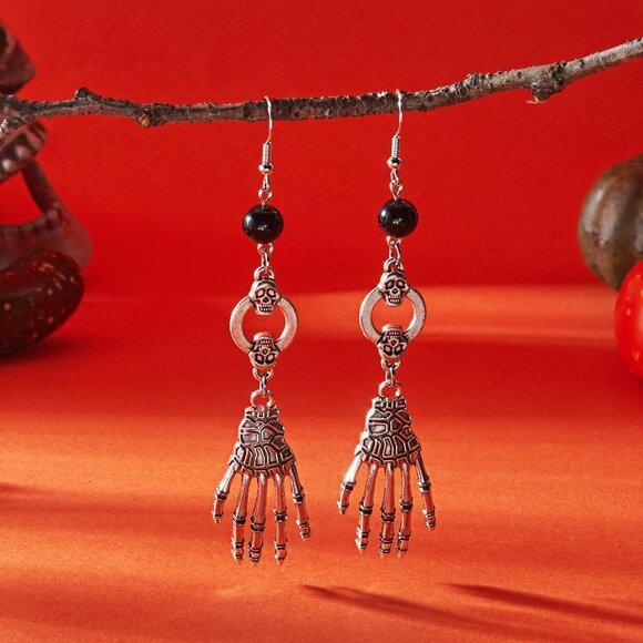 Women's Halloween Skeleton Spider Pumpkin Party Ghost Bat Dangle Earrings - Picture 6 of 7
